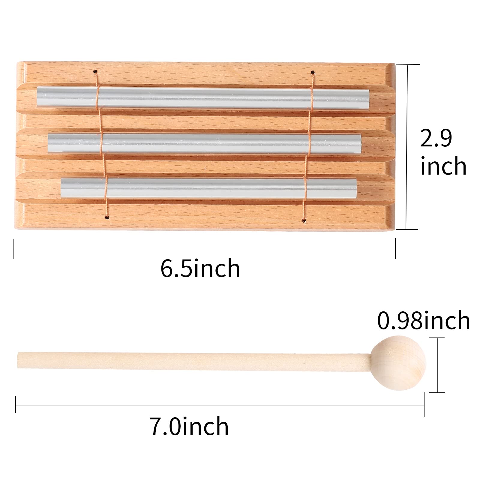 Energy Chimes Hand Bells Instrument: 3 Tone Wooden Chime Hand Percussion