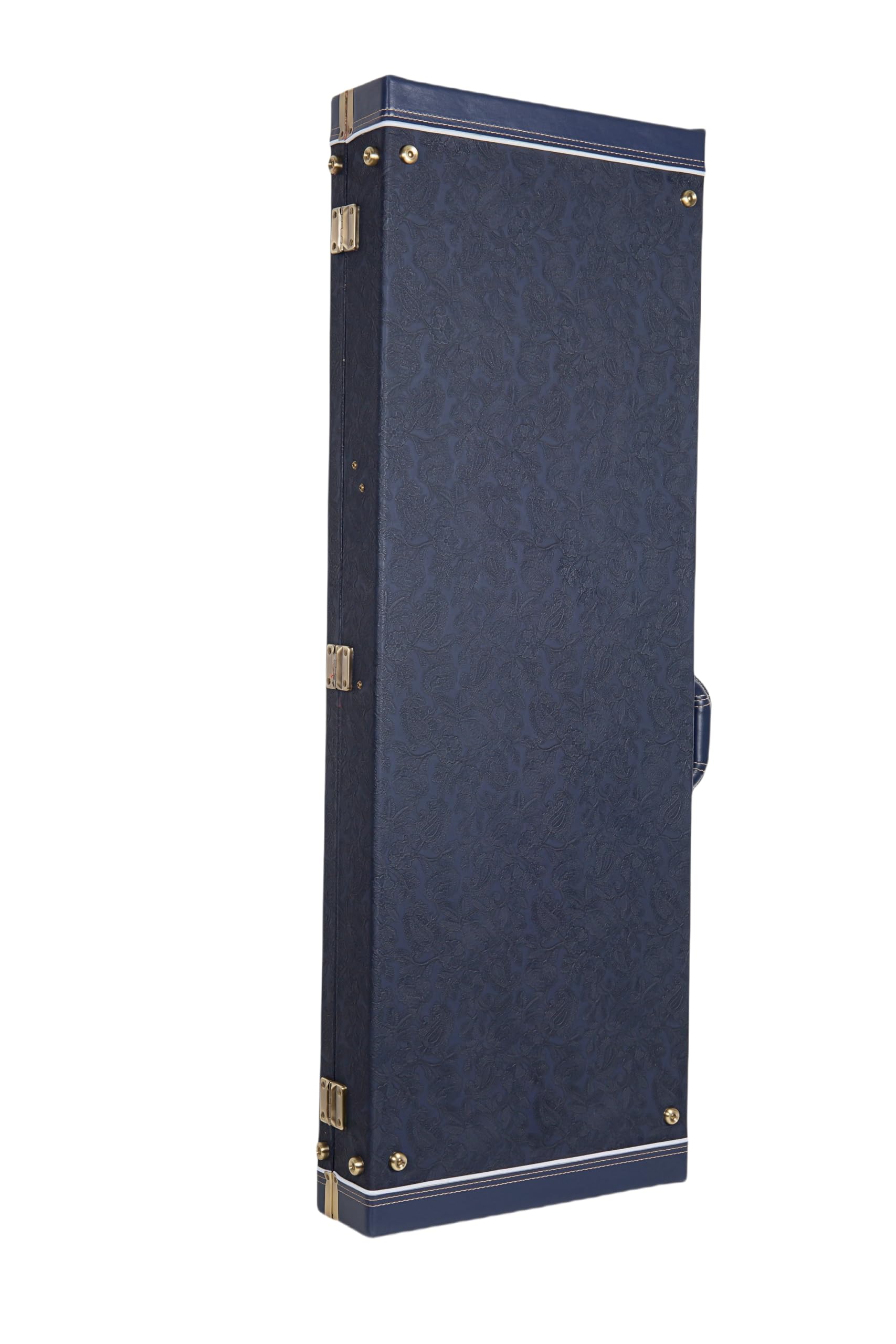 Crossrock Relief Series Jazzmaster/Jaguar Guitar Case for Offset Electric Guitars | Carved Ocean Blue Finish, Deep Scarlett Velvet Interior, Lock – Premium Wooden Hardshell