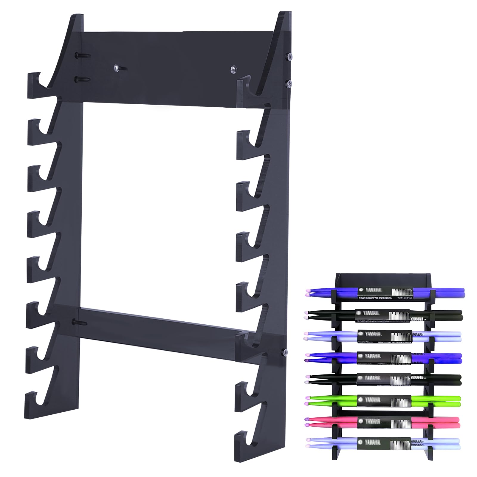 ChengFu Acrylic Drum Stick Holder Holds 8 Sets of Drumsticks Black