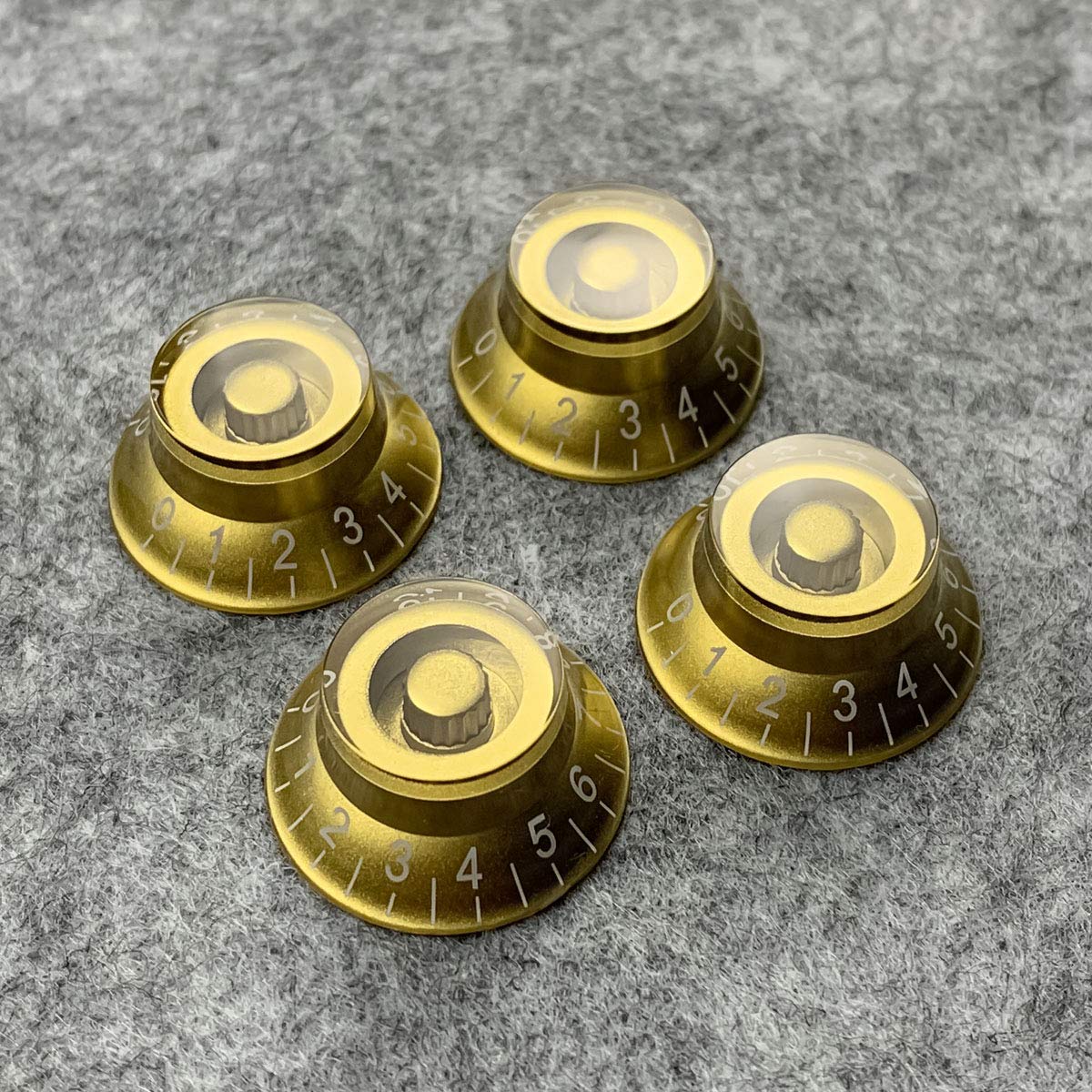 FLEOR 4pcs LP Guitar Top Hat Knobs Golden 18 Splines Bell Knob for LP SG Electric Guitar