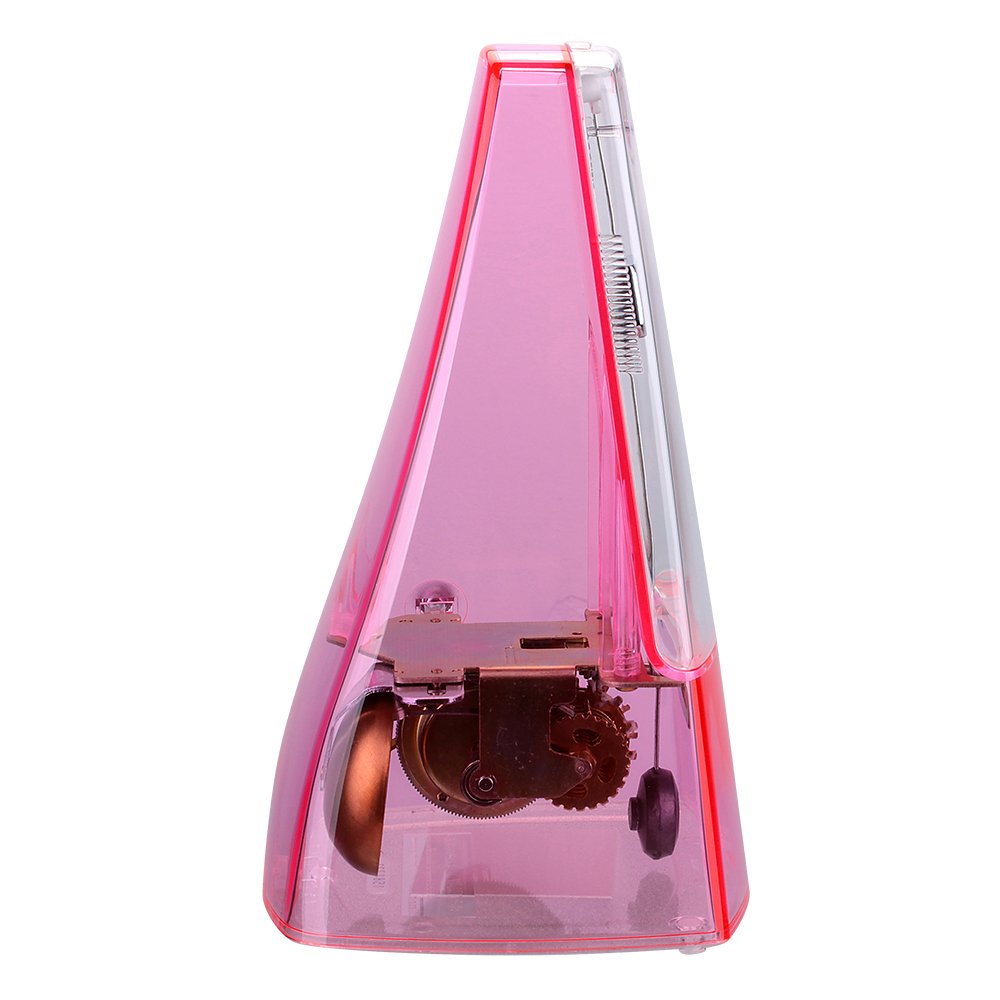 High Accuracy Mechanical Metronome with Audible Click and Bell Ring (Transparent Pink)