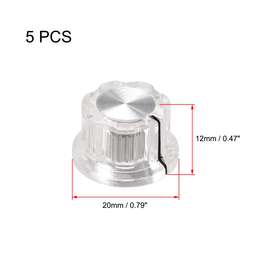 uxcell 5pcs 6.4mm Shaft Hole Potentiometer Volume Control Rotary Knobs Effect Pedal Knobs Clear