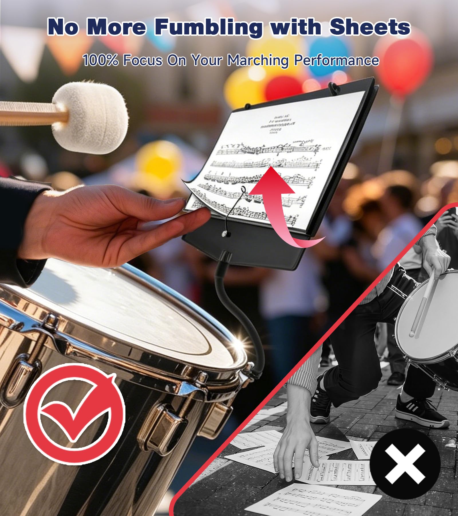 Marching Snare Drum Lyre,Flip Folder Marching Band