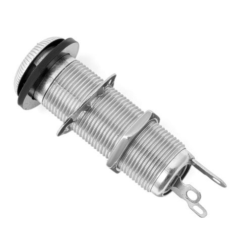 6.35mm Brass Mono Guitar Bass Jack Metal Socket Cylinder Input Output Jack Brass Mono Electric Guitars Bass 1/4inch Metal Barrel Jacks Socket with 3 Pins Guitar Accessories Parts (Silver)