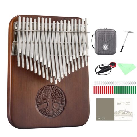 HLURU 38-Key Double-Row Kalimba Thumb Piano with Pickup, Walnut, Life Tree