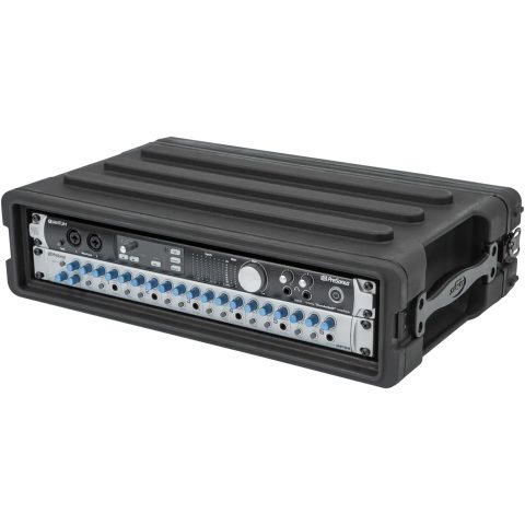 SKB Roto-Molded 2U Shallow Rack – Durable, Stackable Gear Housing, Waterproof & Impact-Resistant for Musicians, DJs & AV Professionals – Interlock Design, Gasket Seals, Recessed Latches – Heavy Duty