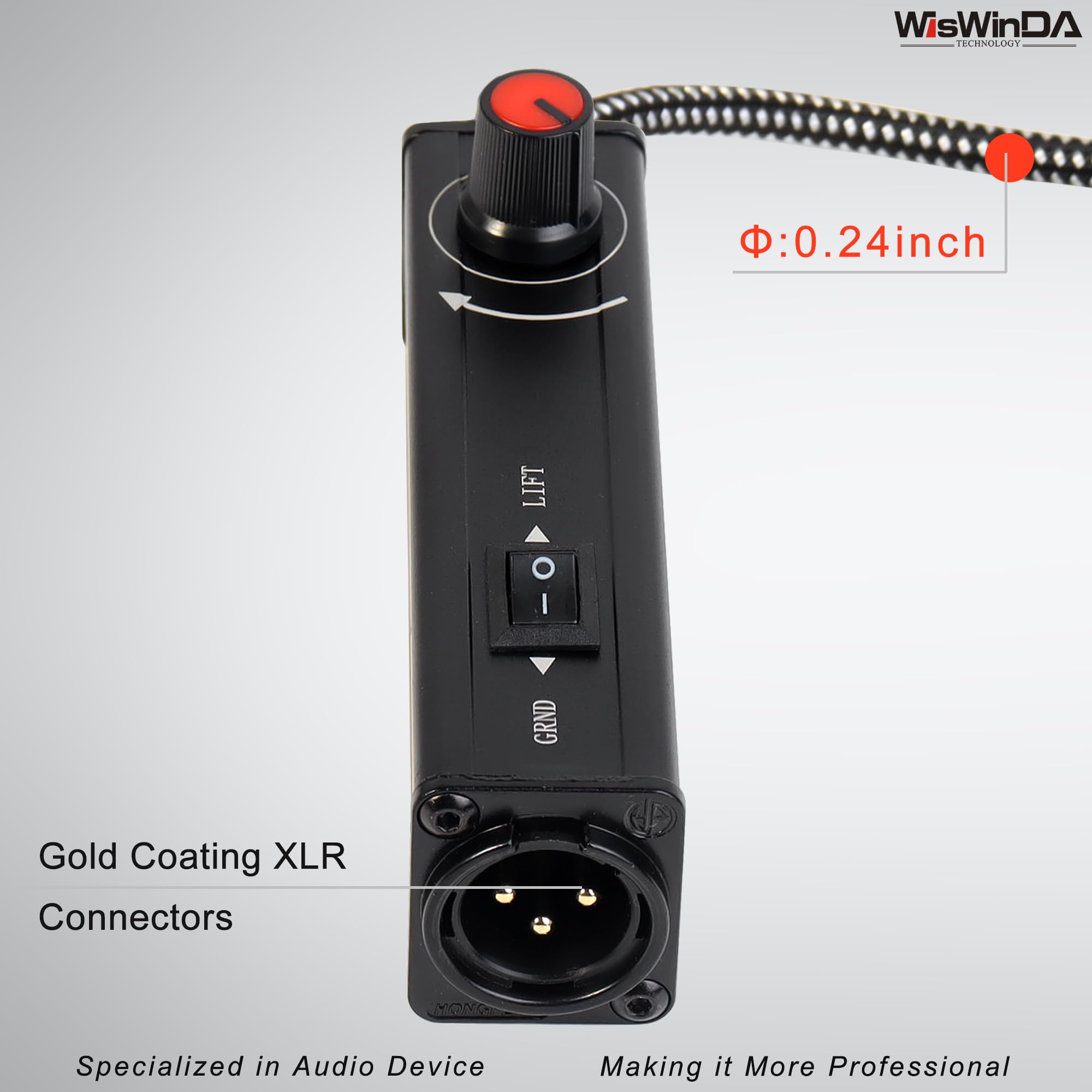 WisWinDa Upgrade Pro101A HiFi Stereo AUX to XLR Isolation Box with Volume Controller Ground Lift Switch Build-in 3.5mm Aux Cord 3.3ft Gold Coating Plug with Extra XLR Y Cord