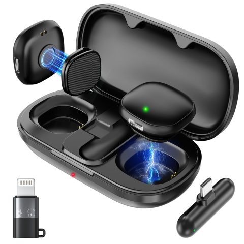 JTTSO Magnetic Wireless Lavalier Microphone for iPhone 16 15 14 Pro Max Android Camera, 2-Person Plug-Play AI Noise Canceling Mic, 48kHz Hi-Fi for TikTok YouTube Vlog Recording, 40H Battery Case