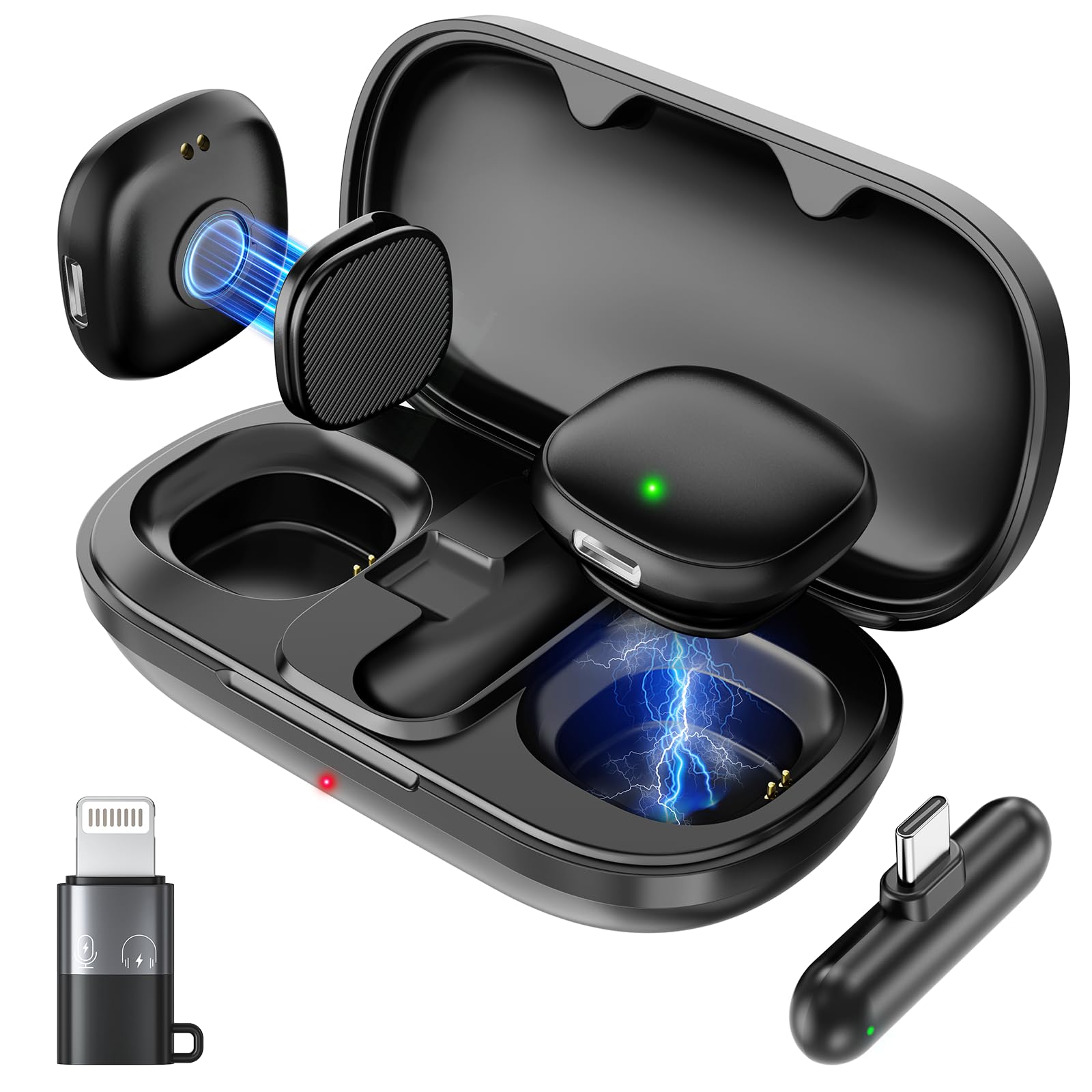 JTTSO Magnetic Wireless Lavalier Microphone for iPhone 16 15 14 Pro Max Android Camera, 2-Person Plug-Play AI Noise Canceling Mic, 48kHz Hi-Fi for TikTok YouTube Vlog Recording, 40H Battery Case