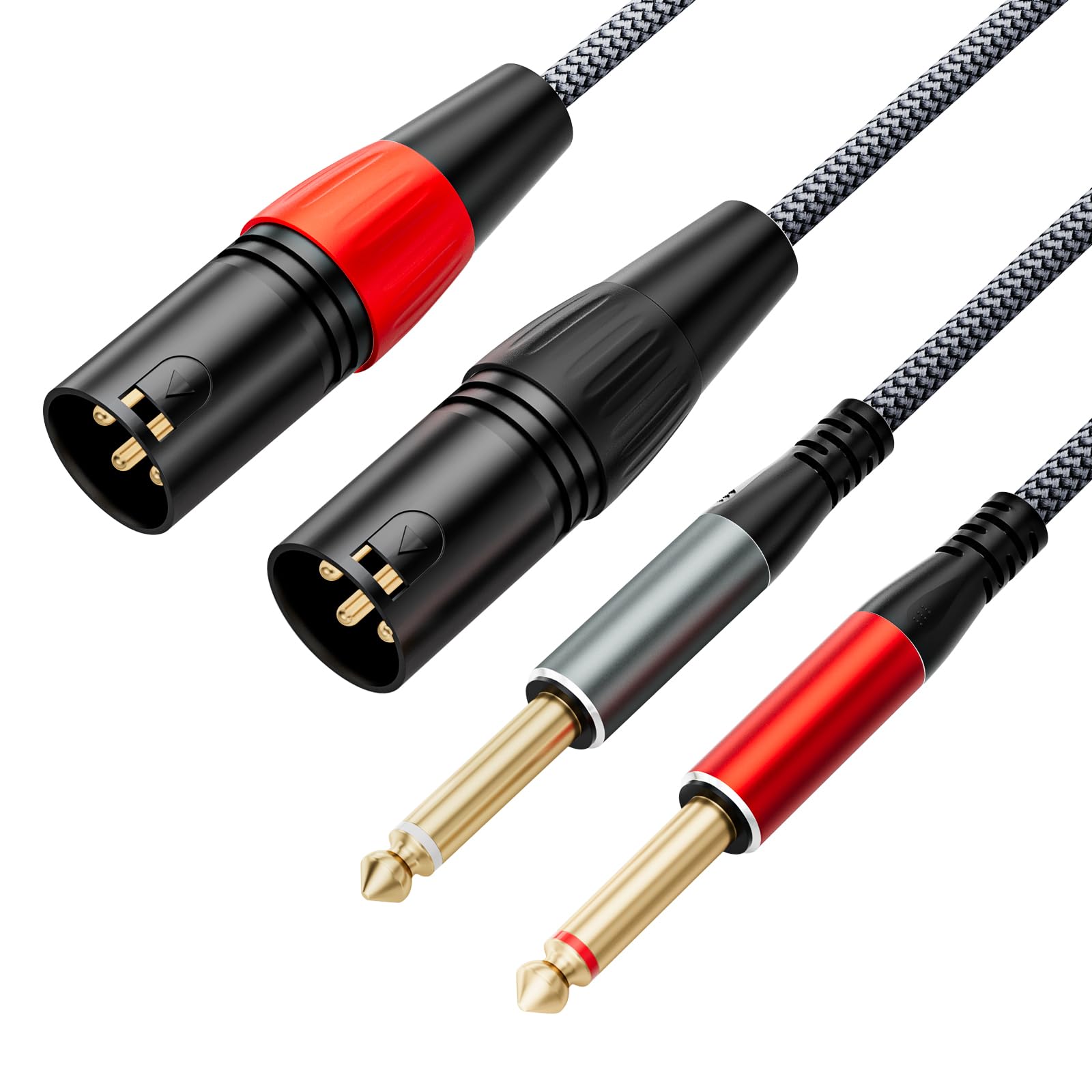 JOMLEY Dual XLR Male to Dual 1/4 inch TS Mono Microphone Cable, 3.3FT