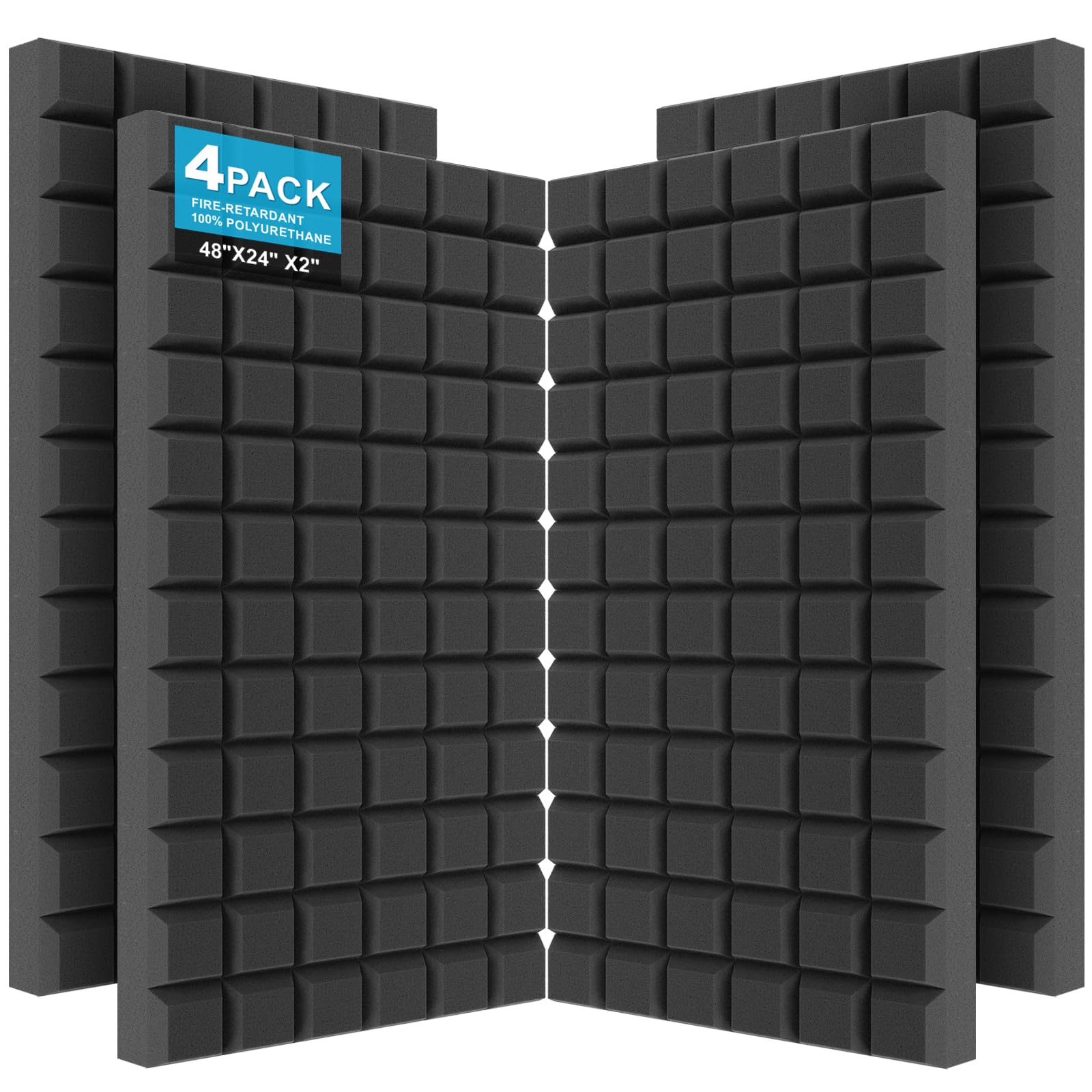 JBER 4 Pack Acoustic Foam Panels, 9 Blocks Sound Proof Foam Panels
