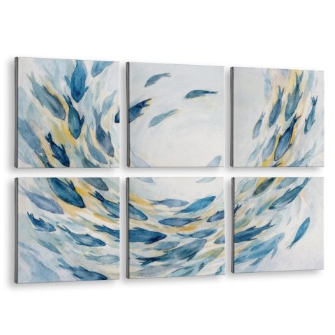 InSimSea Acoustic Wall Art, 72x48in, Ocean Watercolor Fish