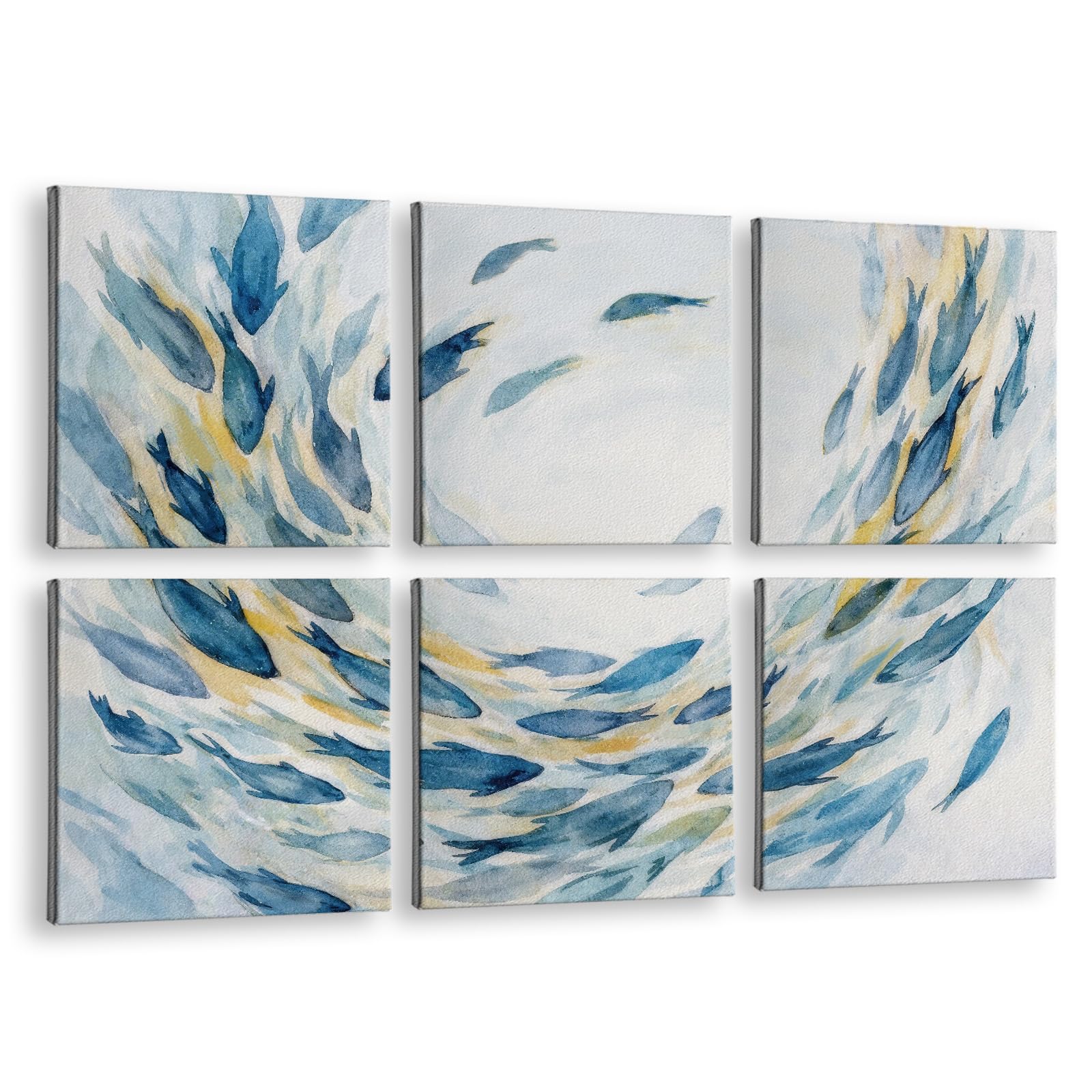 InSimSea Acoustic Wall Art, 72x48in, Ocean Watercolor Fish