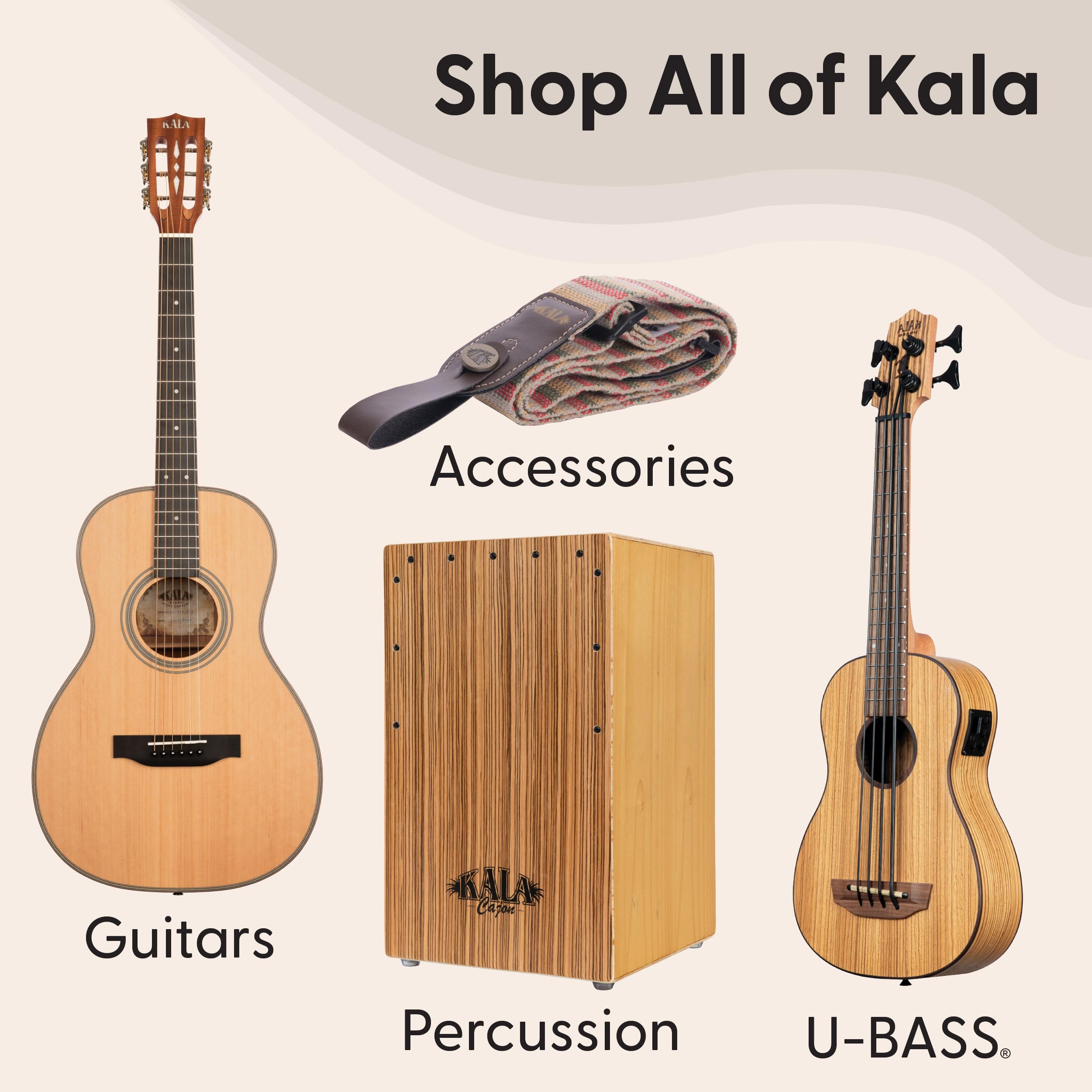 Kala KA-R-WMS-BK-S Soprano Recycled Waterman Ukulele – Black Sand