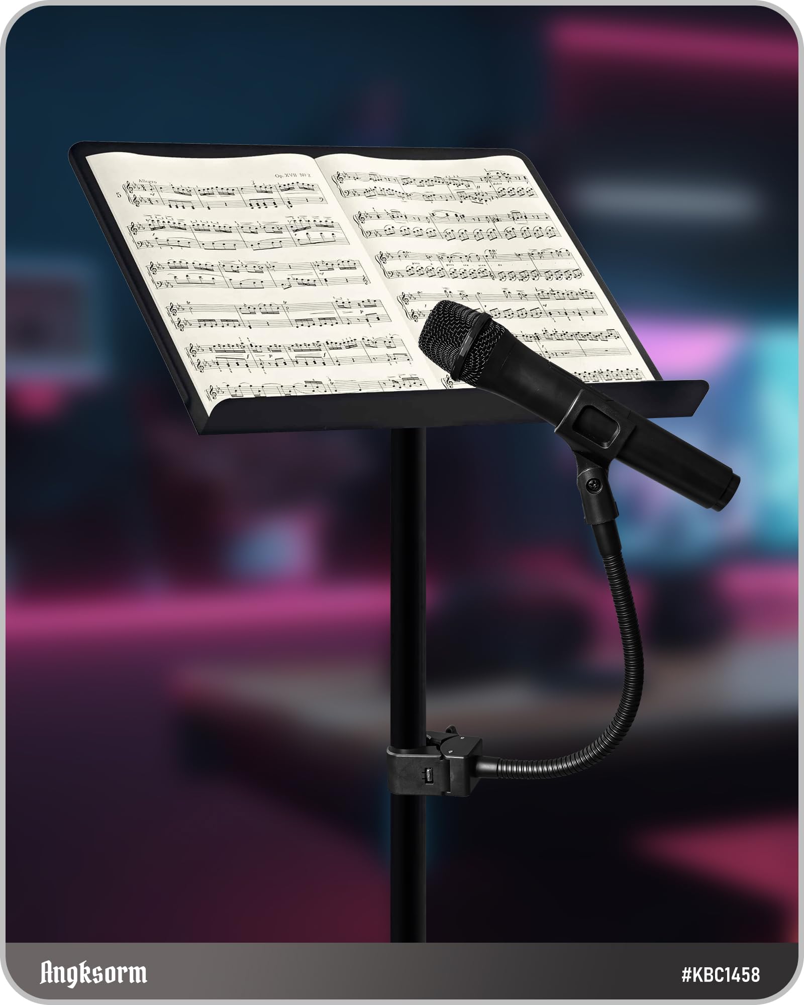Music Stand Microphone Holder, 13-Inch Gooseneck, Crab Clamp