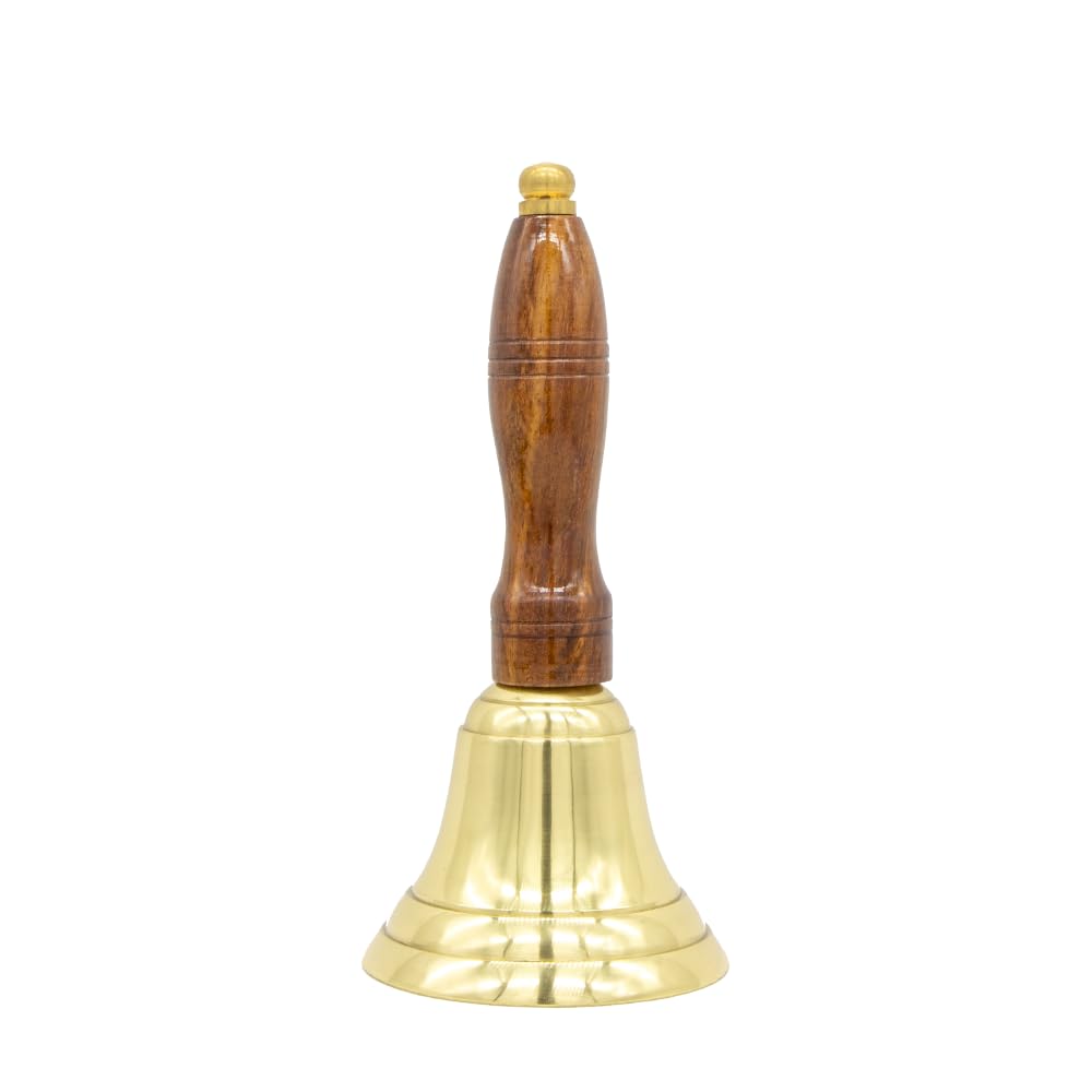 Engravable Solid Brass School Bell and Teacher Handbell (Medium, Blank)