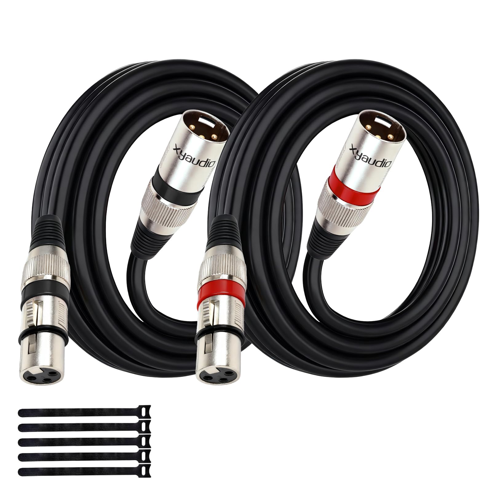 xyaudio Balanced XLR Cable, 6ft 2 Packs, 3 Pin Male to Female Microphone Cable, XLR to XLR Mic Cable for Speaker or PA System, PVC Jacket