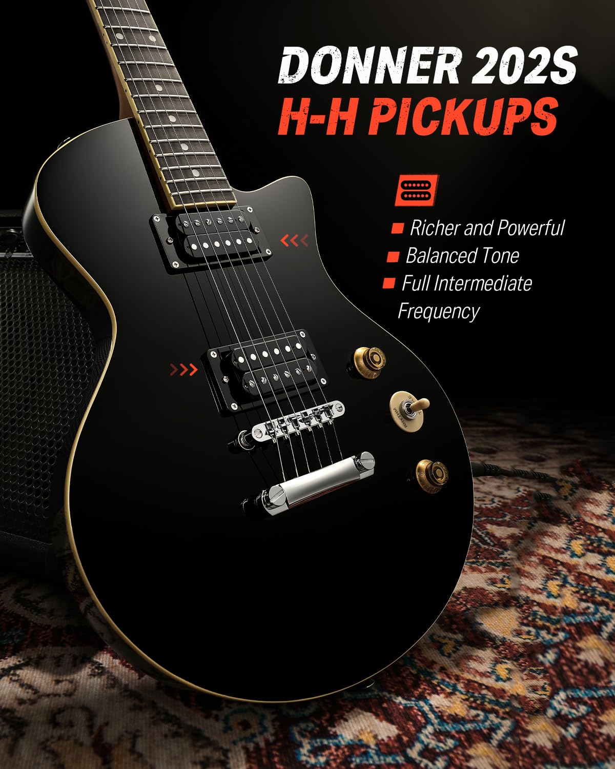 Donner 39″ Electric Guitar, DLP-style with Dual Humbucker Pickups