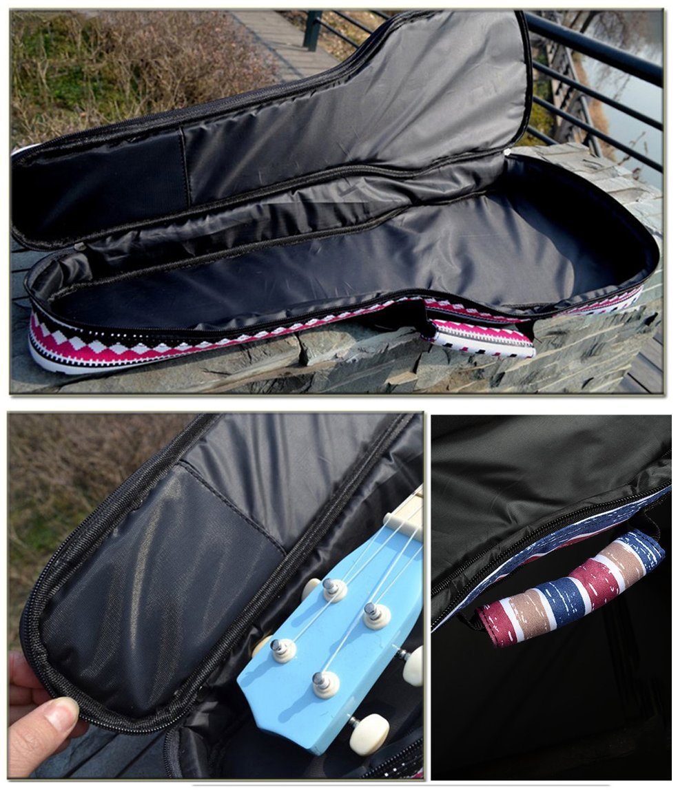 HOT SEAL 10MM Sponge Padding Waterproof Durable Colorful Conventional Ukulele Case Bag with Storage (21 Inch, Green Waves)