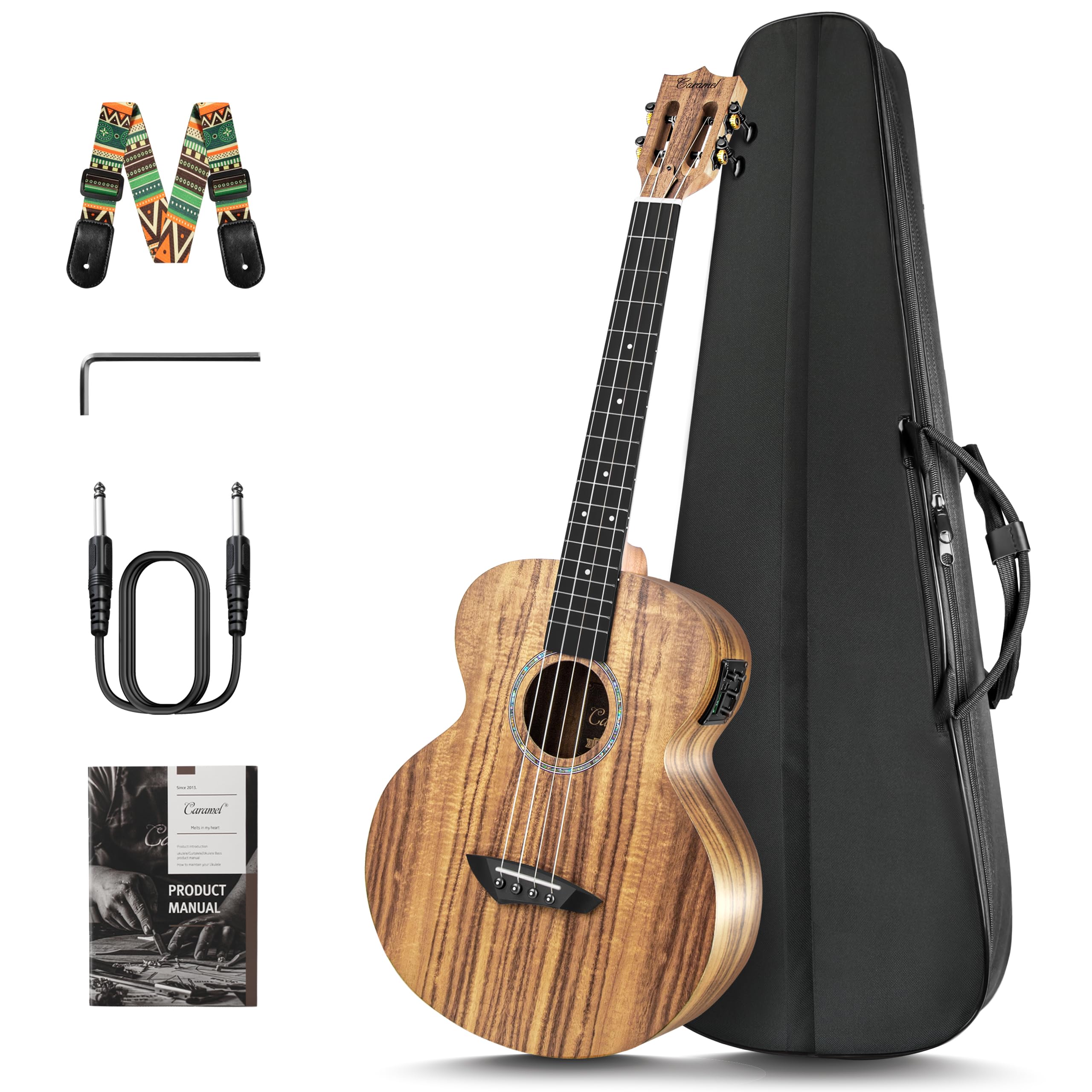 Left Handed – Caramel BLM27 Acacia Baritone Acoustic & Electric Ukulele