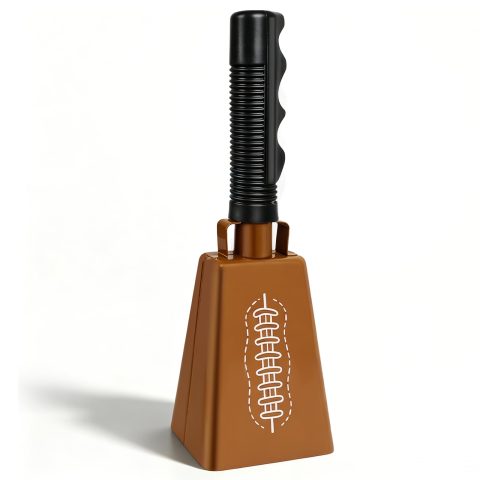 9 Inch Rugby Football Cow Bell Noise Makers with Handle Football Steel Cowbell for Football Sporting Events Cheering Graduation Decor Football Games Party