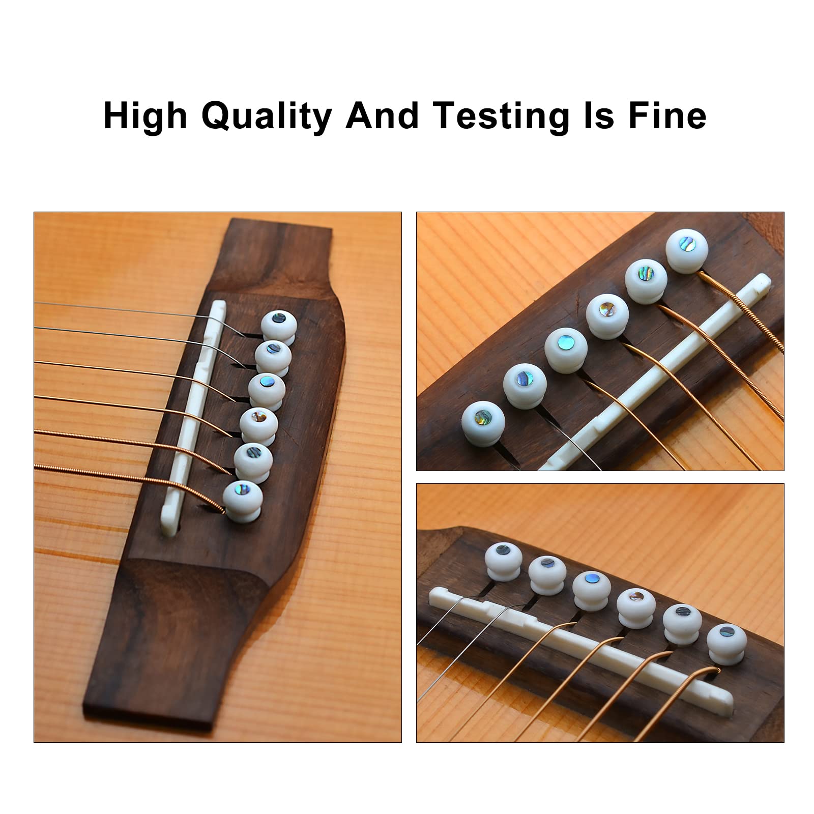 MAXCHEER Guitar 6Pcs Acoustic Guitar Bridge Bone Pins with Pearl Shell Dot Guitar Pressure String Nails Pin Guitar Parts