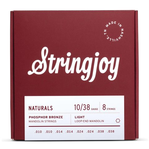 Stringjoy NB1038 Naturals Phosphor Bronze Mandolin Strings, (Light Gauge – 10-38)