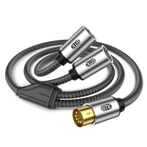 EMK MIDI Splitter Cable, 5-PIN DIN Male to Dual Female, 30cm/1ft, High-Speed Oxygen-Free Copper Core, for Keyboard/Synthesizer/MIDI Interface, Studio & Live Performance