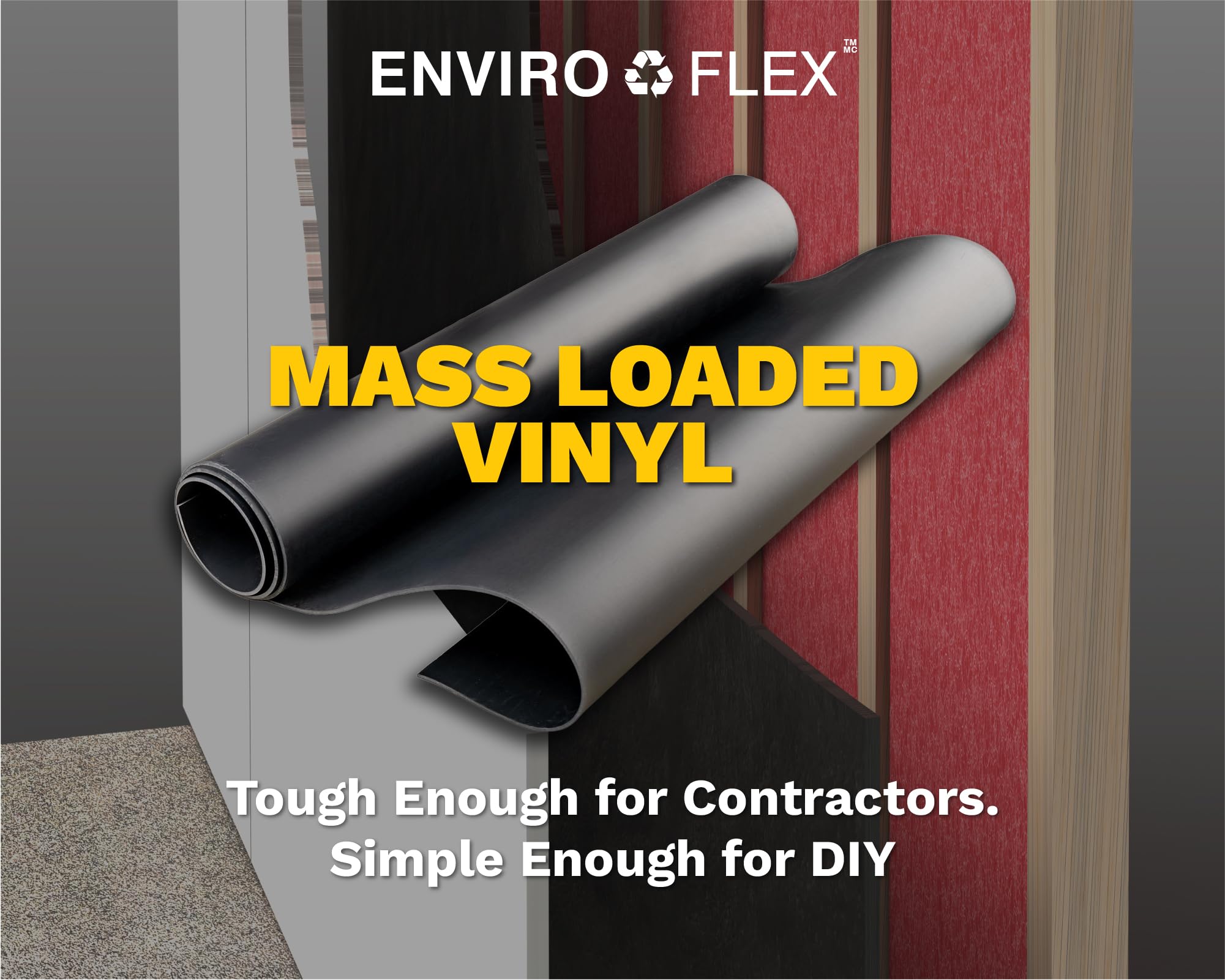 EnviroFlex 2 LB Mass Loaded Vinyl 4’x15’ (60 SF) – MLV Soundproofing Barrier for Walls, Ceilings, Vehicles – 32 STC Rating – Flexible Noise Blocker Roll – Easy to Cut & Install – Multiple Options