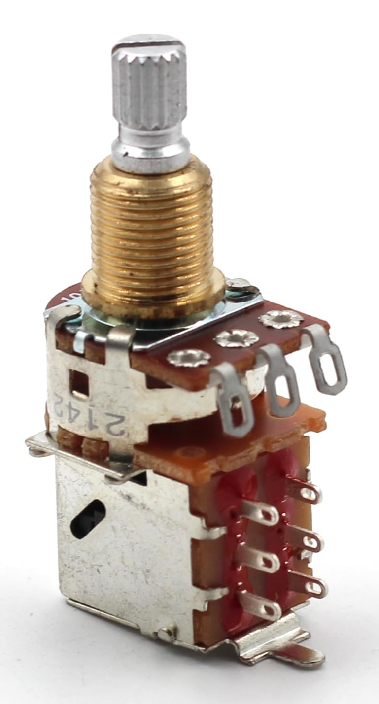 Bourns 250k Push Pull Potentiometer – Short Split Shaft, Audio Taper, DPDT, Low Friction Guitar Pot
