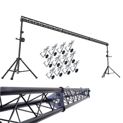 GRIFFIN Triangle Lighting Truss Stand System 15FT (Hand-CrankUP Plus) – DJ Booth Trussing Kit for Light Cans & Speakers – Pro Audio Stage Platform Hardware Package – Music Equipment Mount Gear Holder