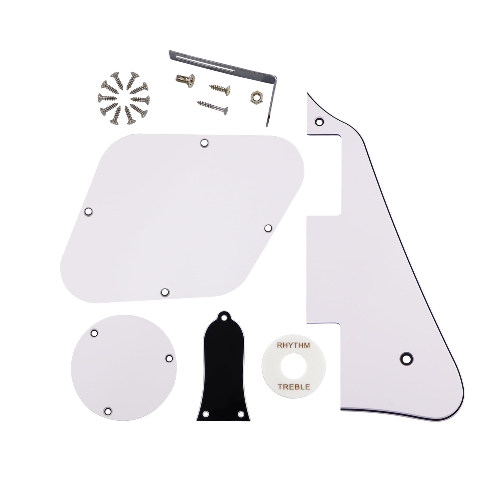 Phrilam Electric Guitar Pickguard Set for Gibson Les Paul, White 3Ply
