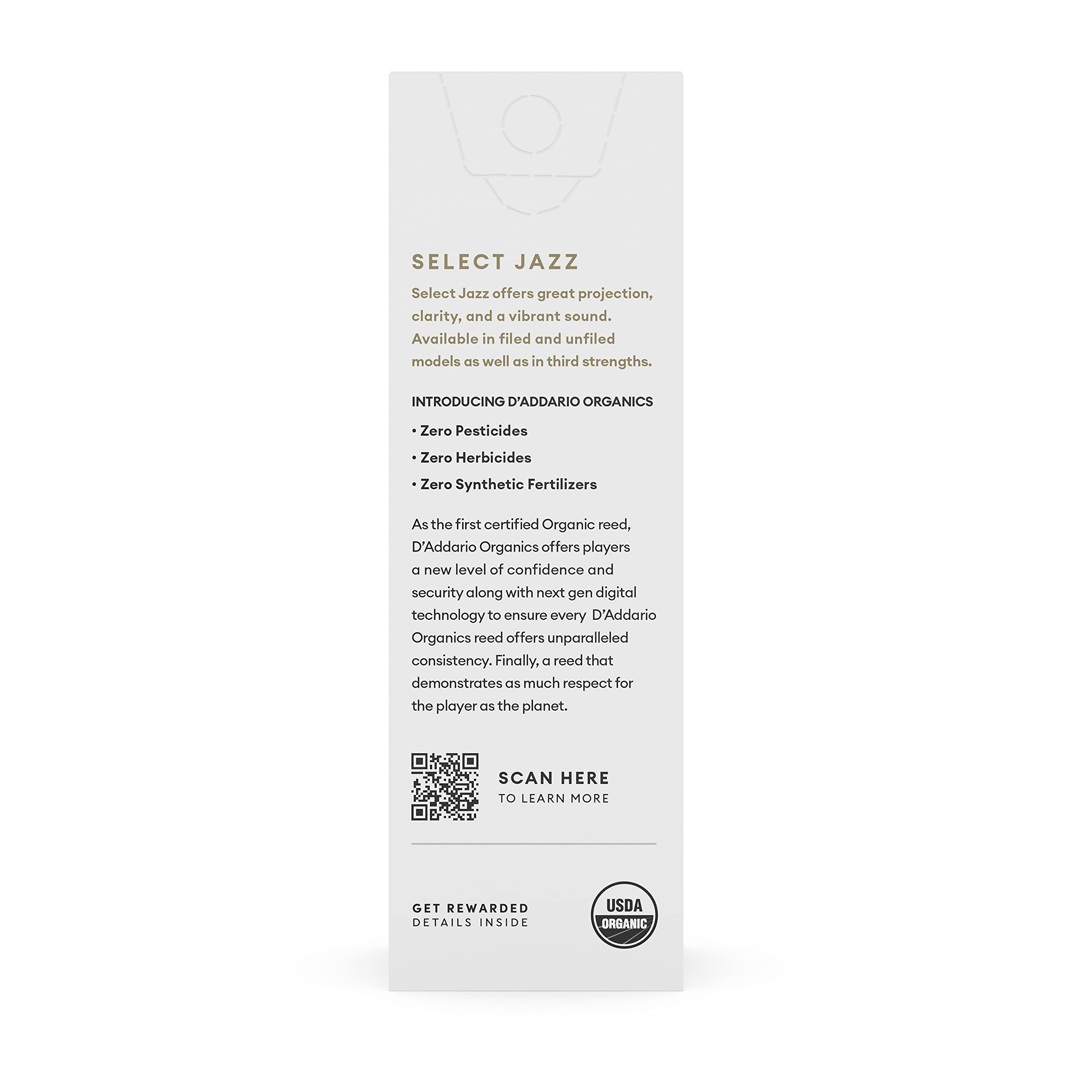D’Addario ORSF05BSX4S Organic Select Jazz Filed Baritone Saxophone Reeds – Sax Reeds – Individually Sealed – 4 Soft, 5 Pack