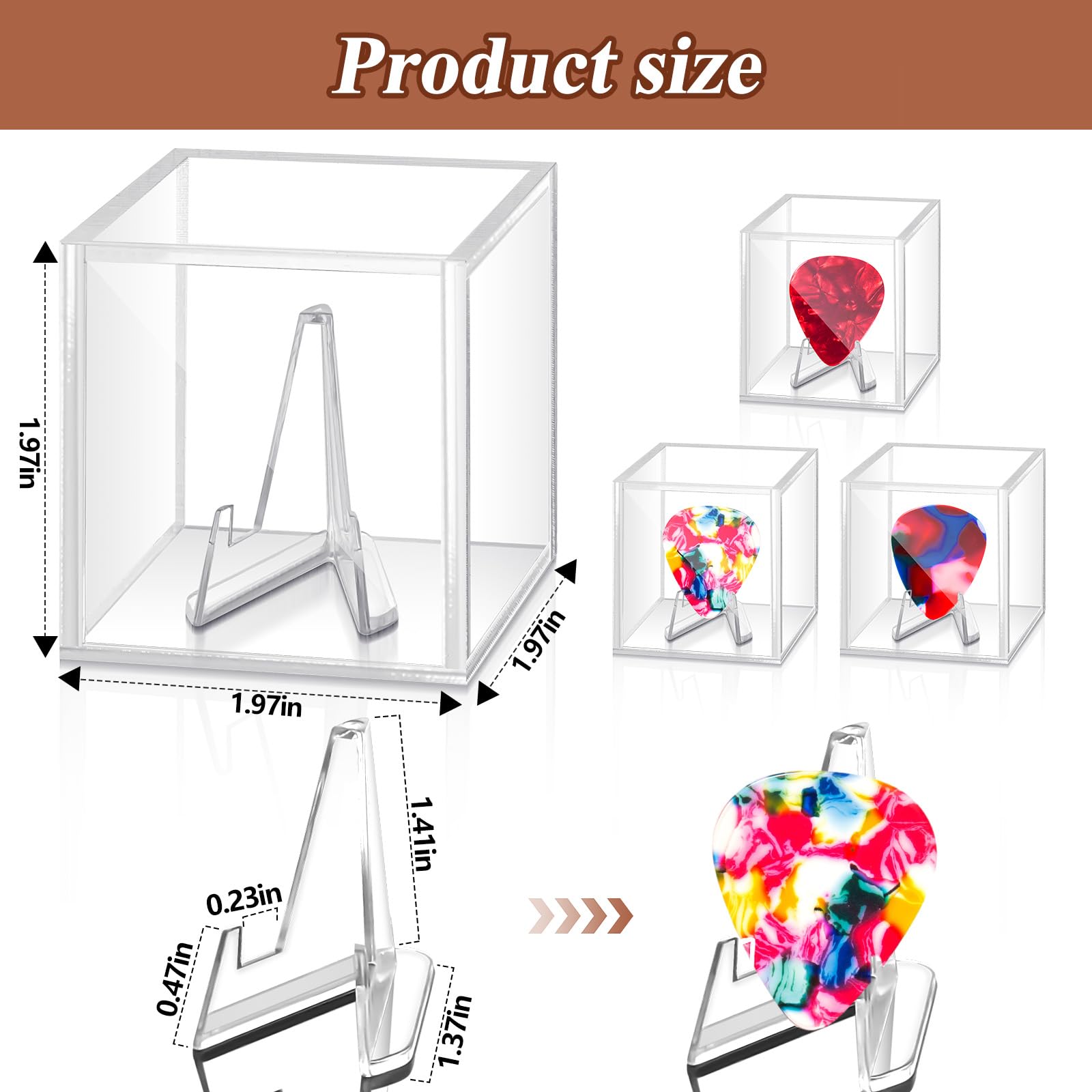 DoubleFill 3 Pcs Acrylic Guitar Pick Display Case, Clear