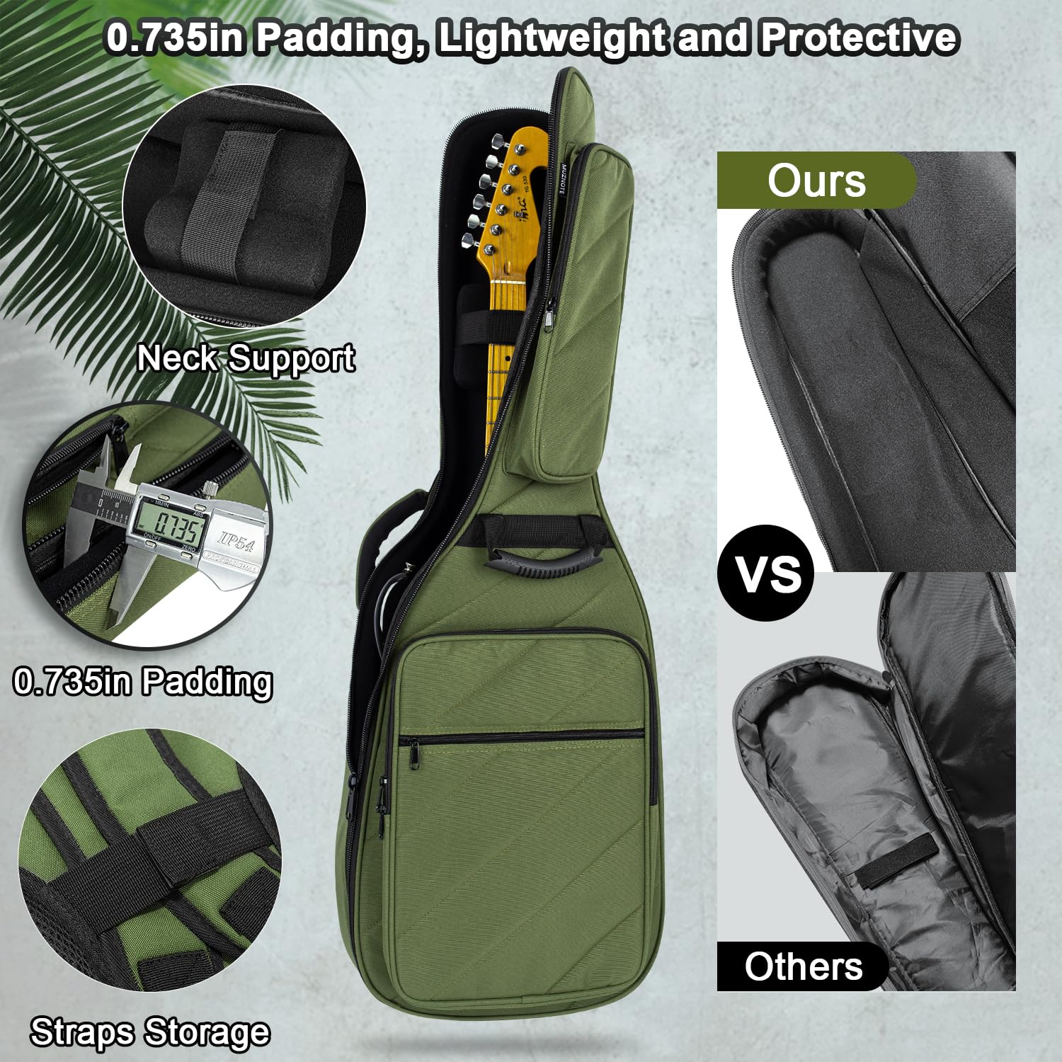 MUZNOTE Guitar Bag Electric Case Reinforced 0.7 In Thick Sponge Soft Padded Guitar Case with 3 Pockets Electric Guitar Gig Bag, Neck Cradle,Back Hanger Loop for 39 Electric Guitars