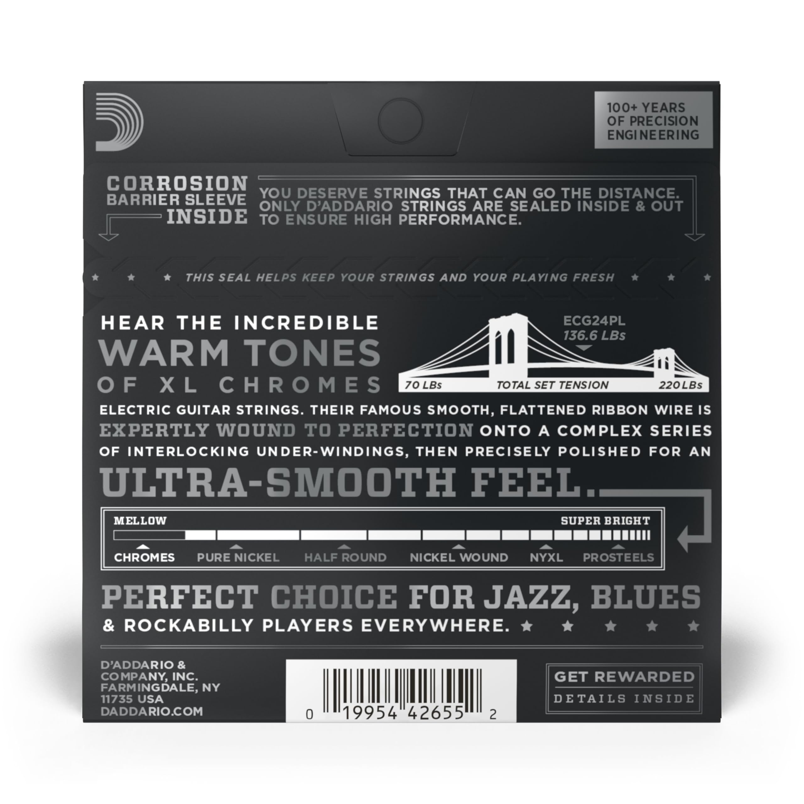 D’Addario XL Chromes Flatwound Strings ECG24-PL, 11-50