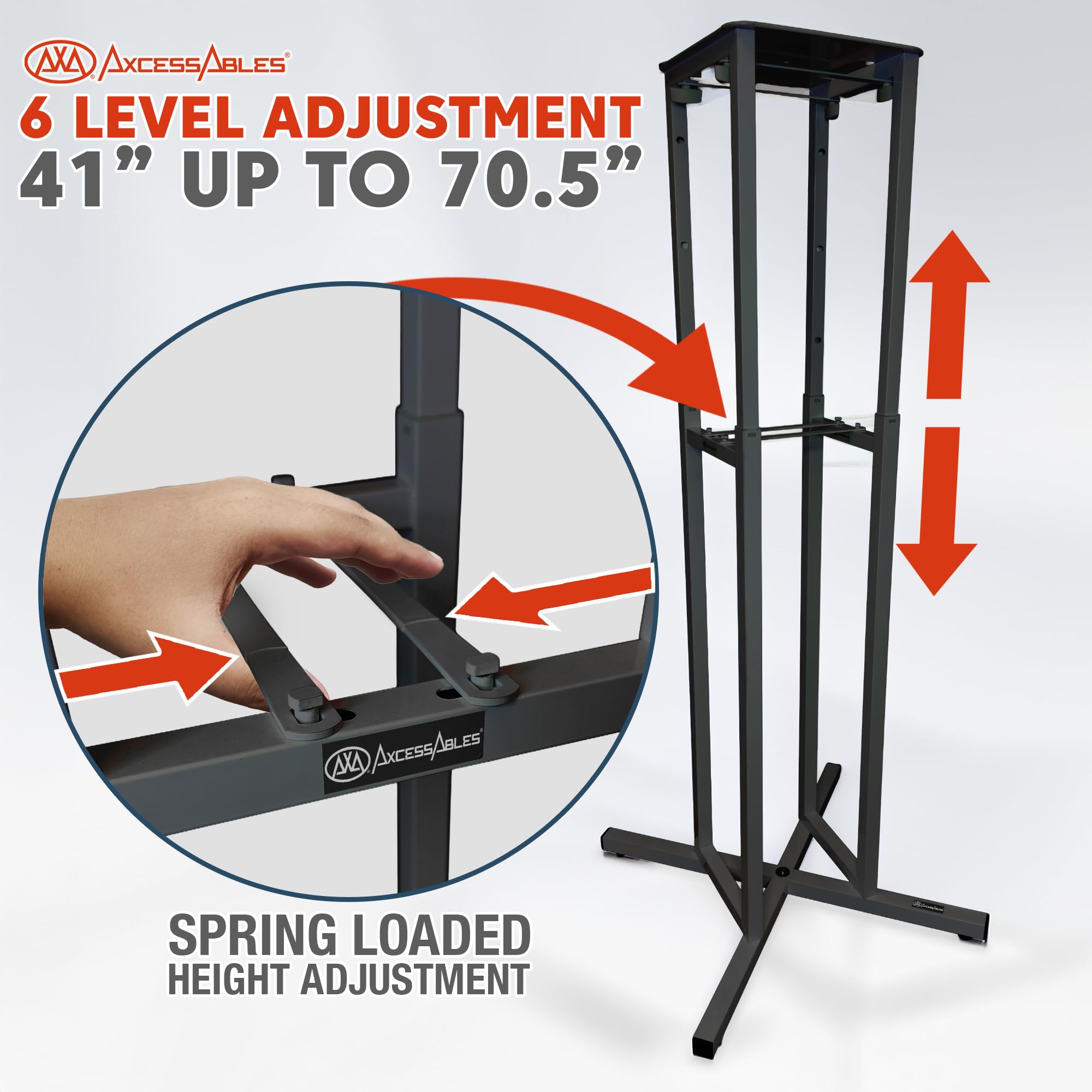 AxcessAble Two (2) Moving Head Light Black Stands with White/Black Scrims, Portable DJ Lighting Stands with Carrying Bag and EVA Pads – Adjustable Height Up to 70.5″ (2-Stand Pack)