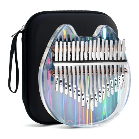 Beveetio Clear Kalimba Thumb Piano With Eva Protective Case, Transparent Crystal Kalimba 17 Key, Musical Instrument Gifts For Kids, Bear Shape Finger Piano, Acrylic Mbira