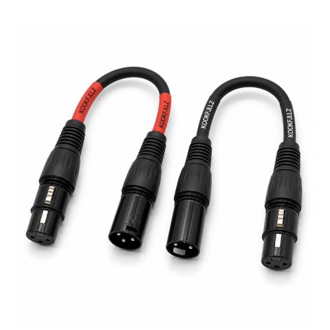 KOOKFJLLZ XLR Cable 6 Inch 2-Pack — OFC Double Shielded Self-Locking Male to Female Balanced Microphone Cable for Recording Studio, Podcast, Patch Bay, Mixer, Live Sound, DMX Lighting