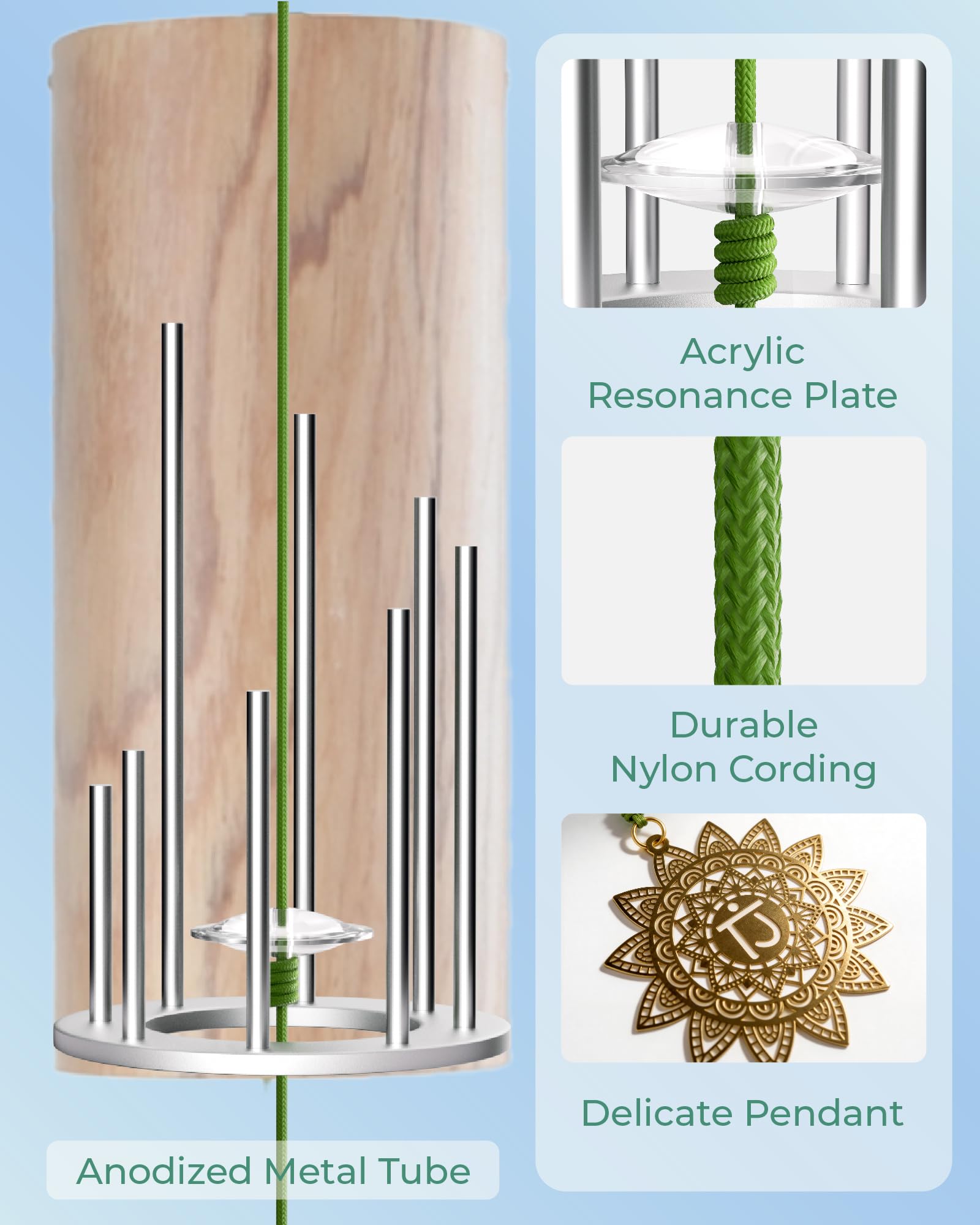 Bamboo Wind Chimes for Outside, Handmade Windchimes for Indoor and Outdoor