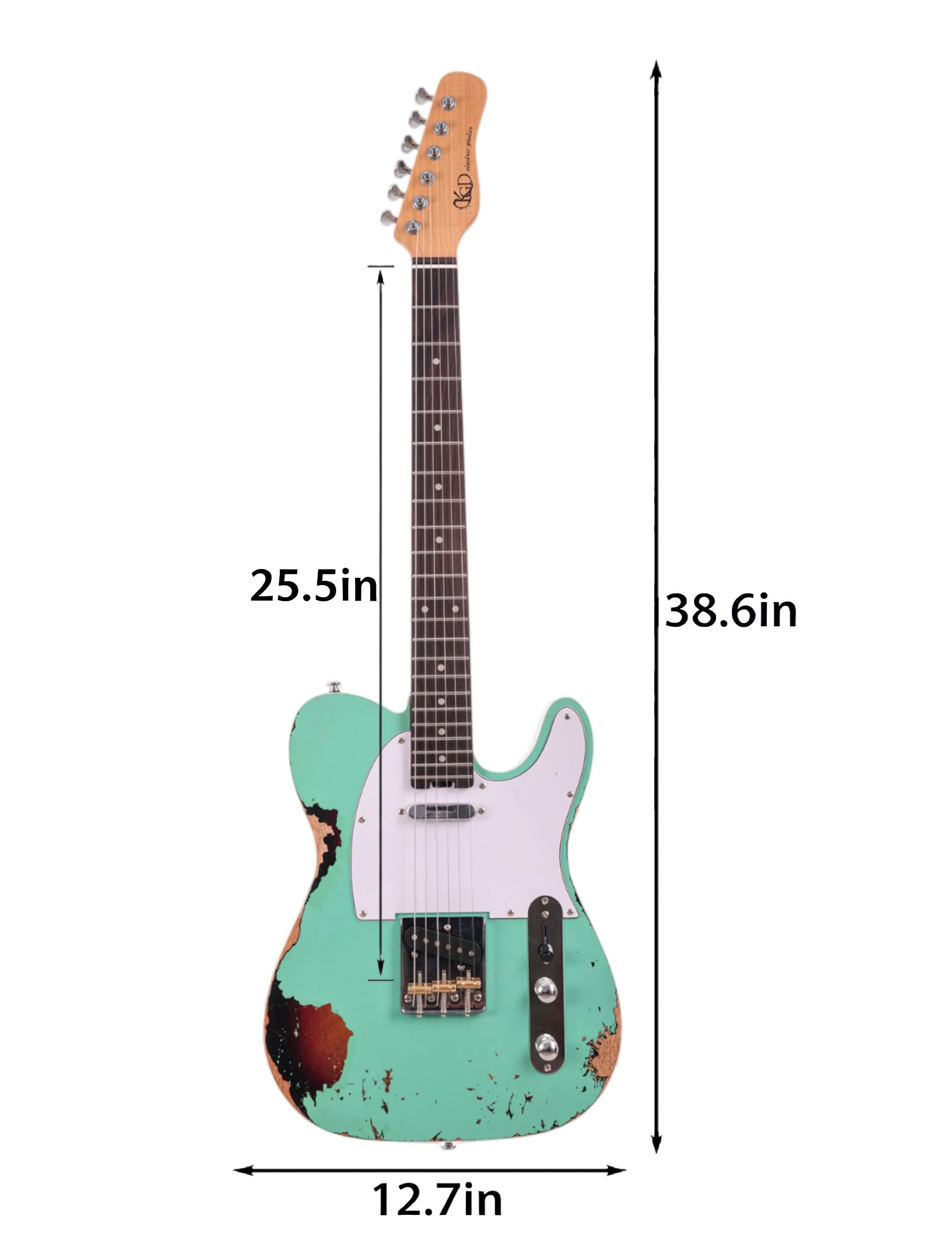 KGD Relic electric guitar mahogany body carbonized maple neck rosewood fretboard 6-string solidbody electric guitar S-S pickupsbrass barrel saddle bridge (Spectra Green)