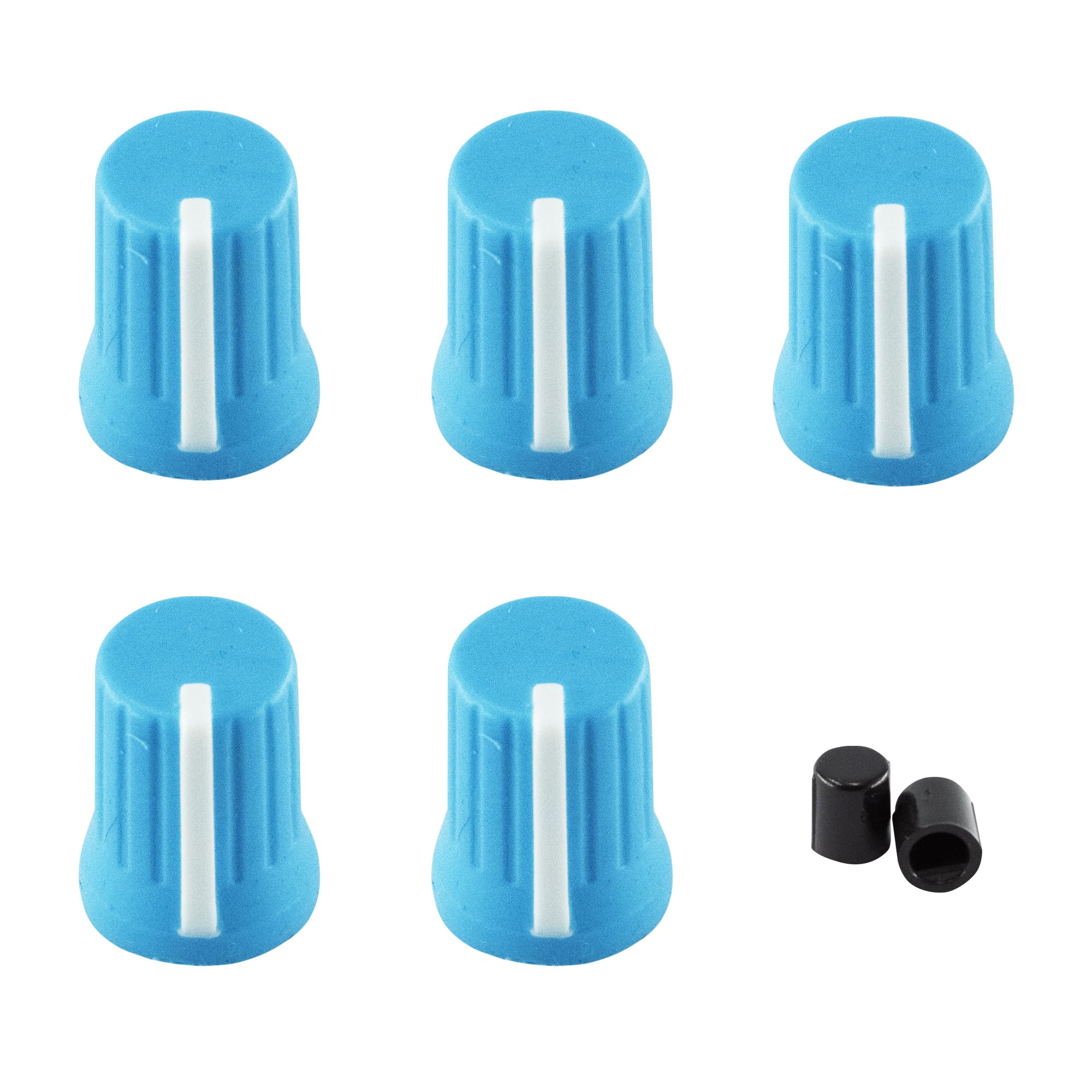 AUXBC 6mm D Shaft Rubber Potentiometer Control Knobs, Pioneer knob DJM Mixer Volume EQ Knob for Electric Guitar DJ Controller Mixer Console Volume Tone Knob, 5pcs, Blue