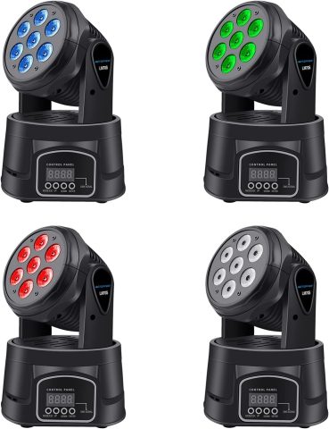 Betopper 7x8W Moving Head DJ Lights,RGBW Stage Lighting-4 Packs