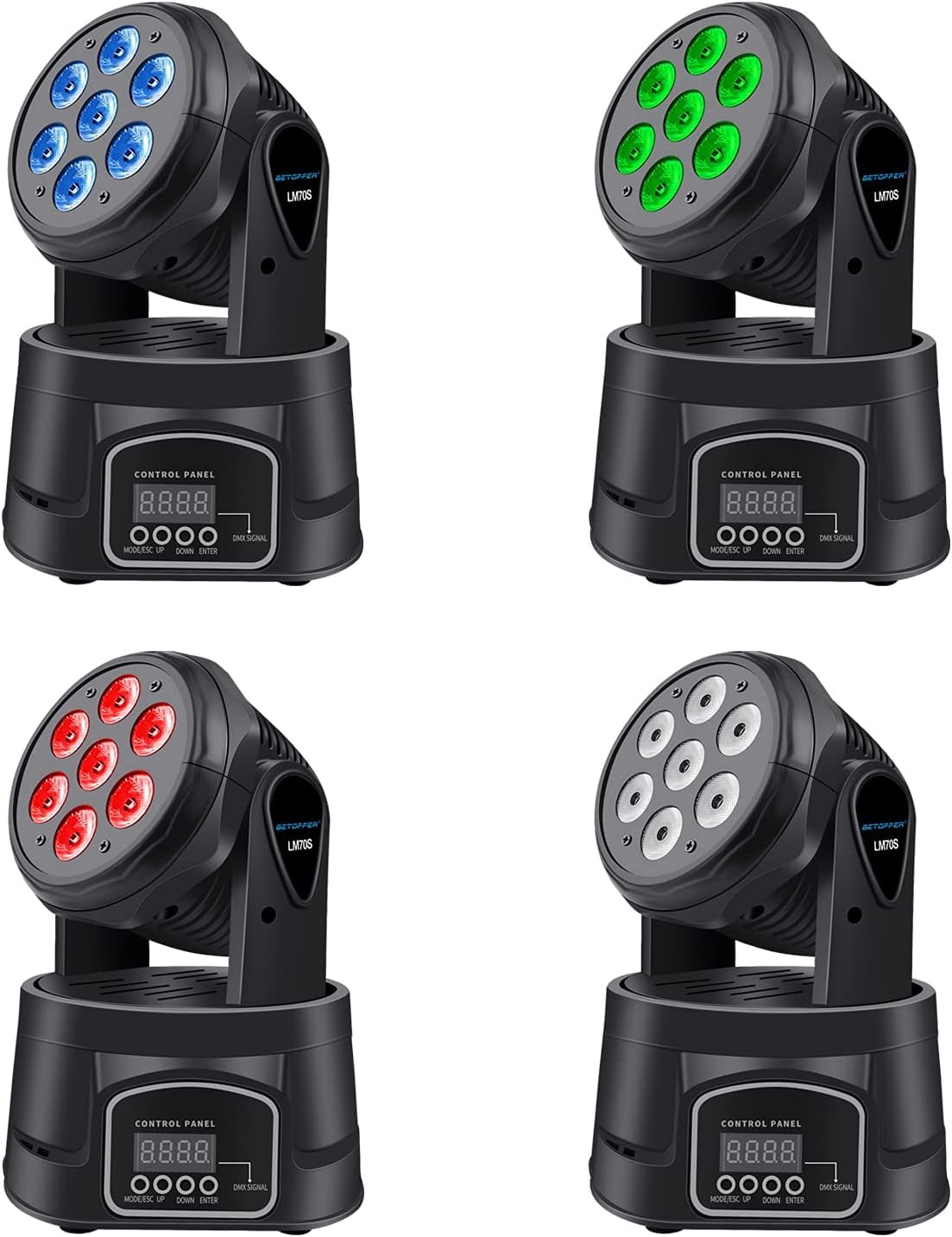 Betopper 7x8W Moving Head DJ Lights,RGBW Stage Lighting-4 Packs