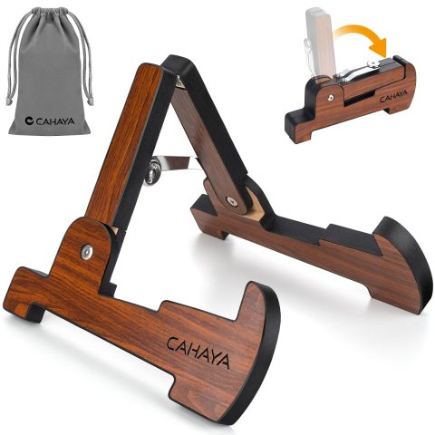 CAHAYA Guitar Stand Floor Wooden Portable Foldable A-Frame Guitar Stands