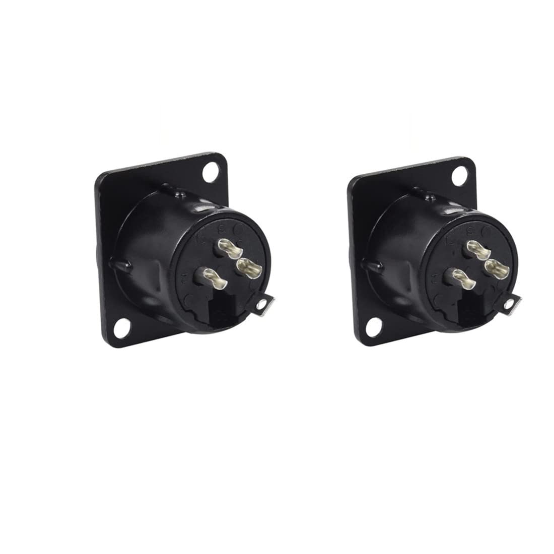 QLXHBOT XLR Female Jack 3 Pin Panel Mount Jacks, XLR Female Socket Connector Audio Studio,Black Metal Housing 6Pcs
