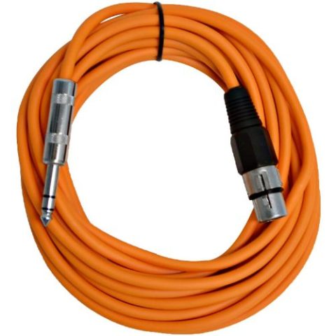 Seismic Audio – SATRXL-F25Orange – 25 Foot Orange XLR Female to 1/4 Inch TRS Patch Cable Snake Cords – Balanced