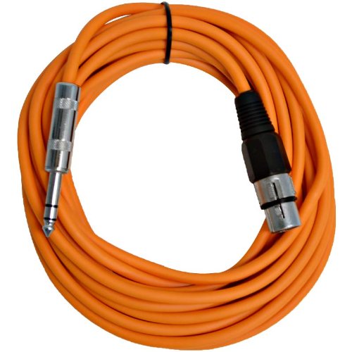 Seismic Audio – SATRXL-F25Orange – 25 Foot Orange XLR Female to 1/4 Inch TRS Patch Cable Snake Cords – Balanced