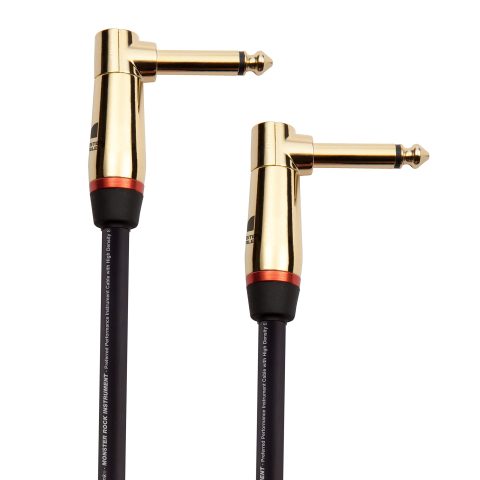 Monster Prolink Rock Instrument Cable – 8 in Right Angle to Right Angle for Electric Guitar – 95% Copper Braided Shielded