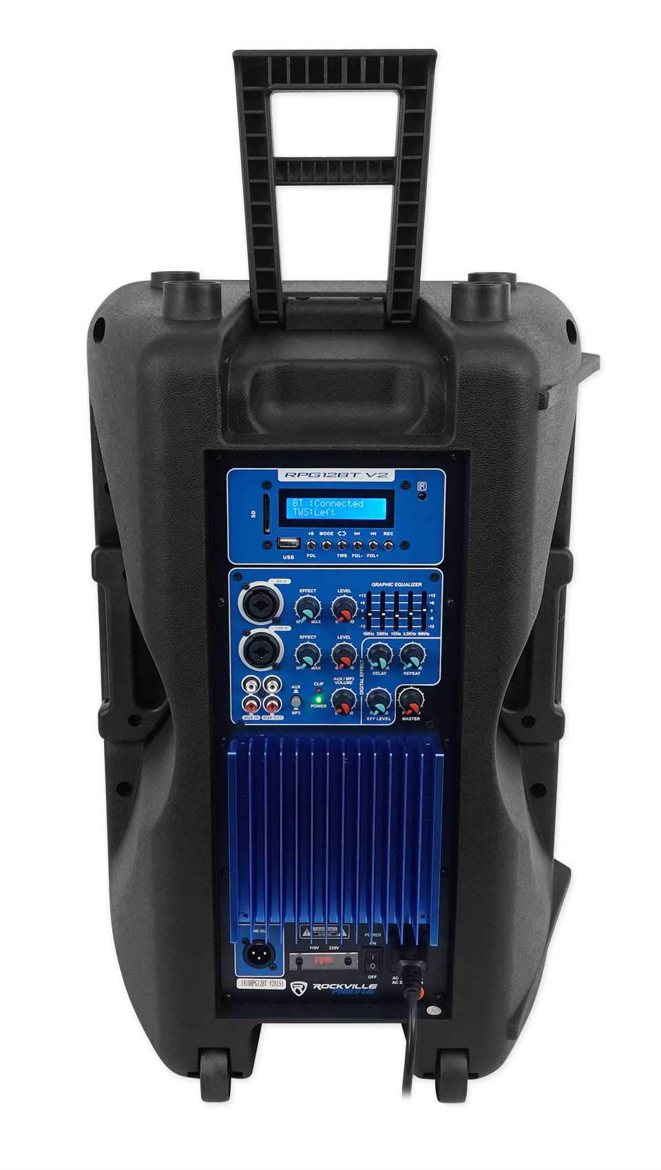 Rockville RPG12BT V2 12″ Powered Bluetooth DJ PA Speaker with TWS